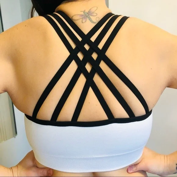 Seamless Small Padded Strappy Sports Bra Yoga Fitness Running Sportswear top - Picture 3 of 13